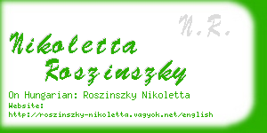 nikoletta roszinszky business card